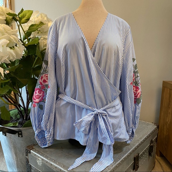 INC International Concepts ballon sleeve blouse - Picture 1 of 6